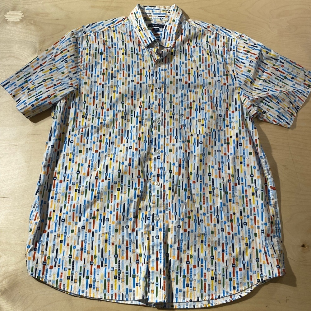 Club Room Watch Patterned Button Up Men's Shirt XL (KR)